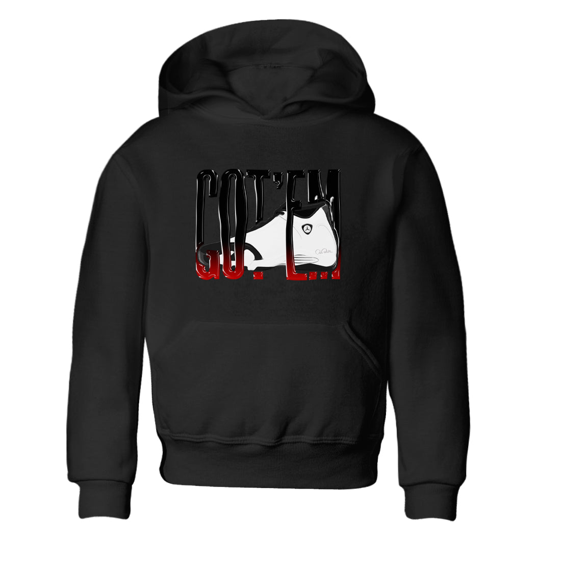 14s Black Toe shirts to match jordans Wiggling Gotem graphic tees Air Jordan 14 Black Toe t shirts to match sneakers SNRT Sneaker Tees Youth Baby Black 2 tee