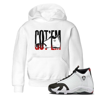 14s Black Toe shirts to match jordans Wiggling Gotem graphic tees Air Jordan 14 Black Toe t shirts to match sneakers SNRT Sneaker Tees Youth Baby White 1 tee