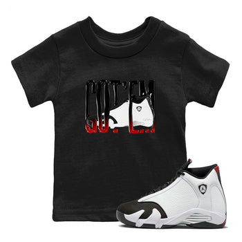 14s Black Toe shirts to match jordans Wiggling Gotem graphic tees Air Jordan 14 Black Toe t shirts to match sneakers SNRT Sneaker Tees Youth Baby Black 1 tee