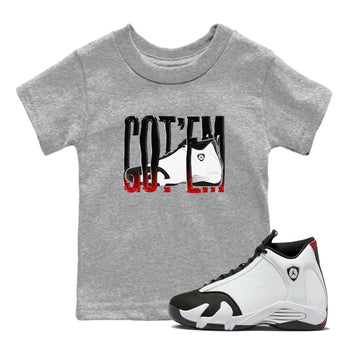 14s Black Toe shirts to match jordans Wiggling Gotem graphic tees Air Jordan 14 Black Toe t shirts to match sneakers SNRT Sneaker Tees Youth Baby Heather Grey 1 tee