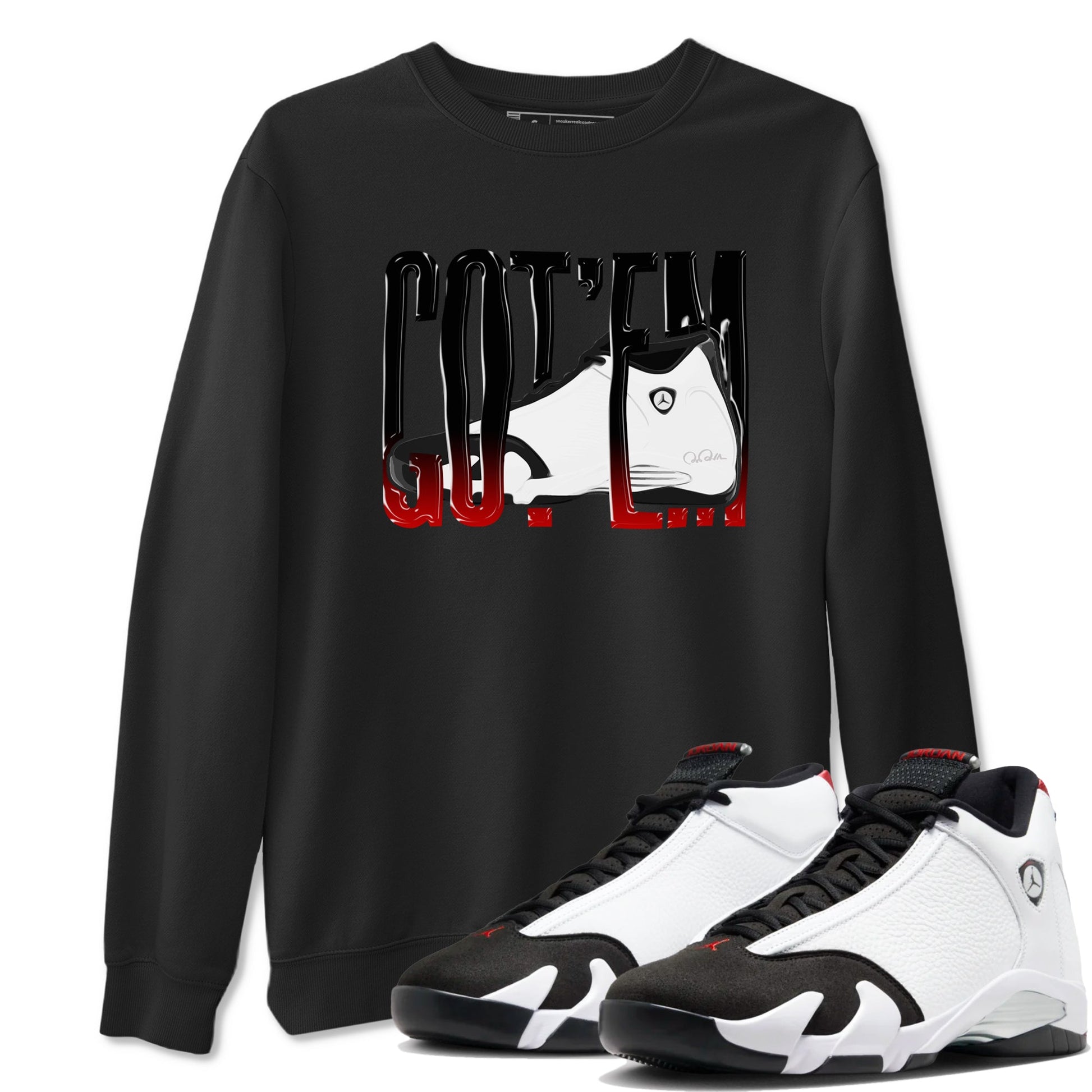 14s Black Toe shirts to match jordans Wiggling Gotem graphic tees Air Jordan 14 Black Toe t shirts to match sneakers SNRT Sneaker Tees unisex cotton Black 1 shirts