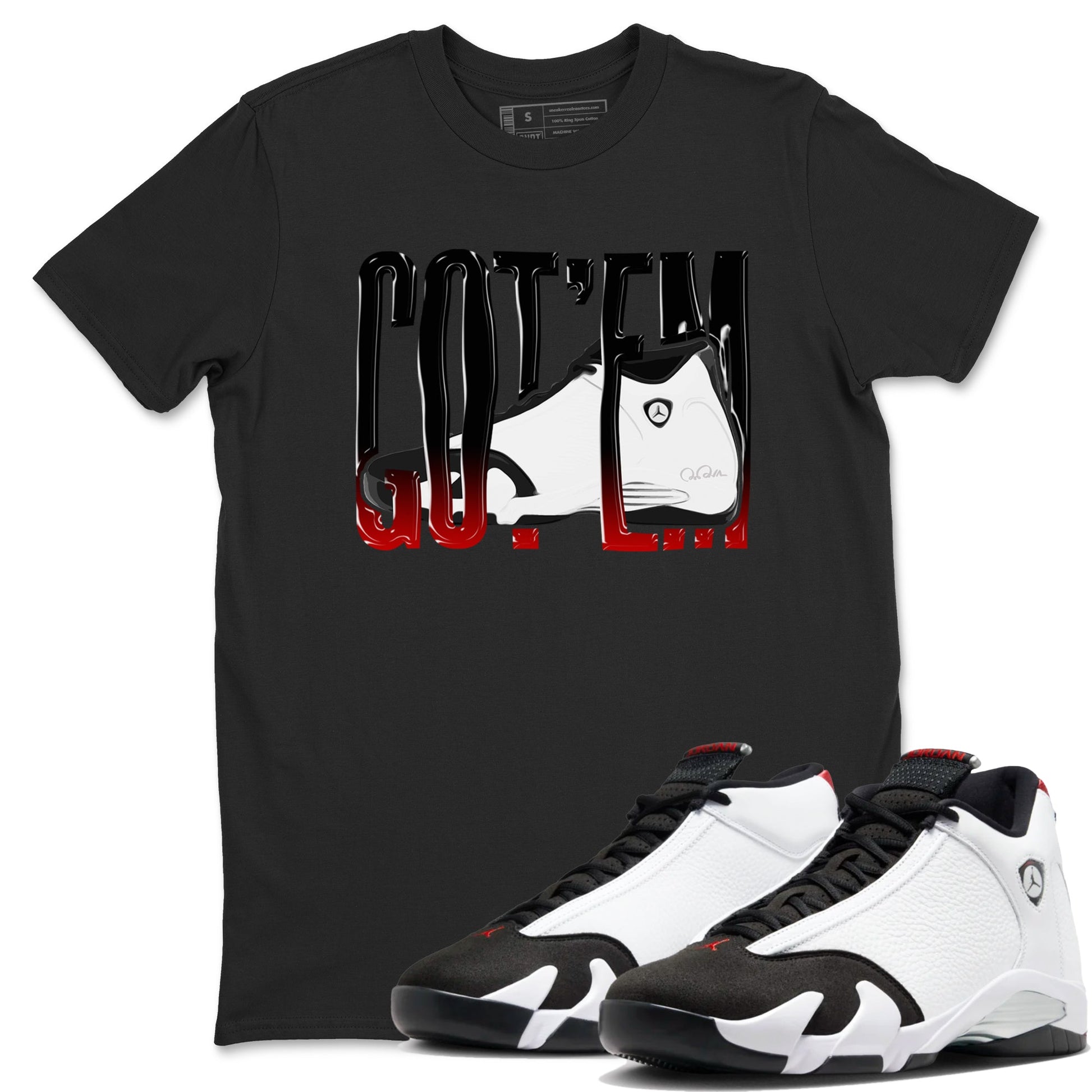 14s Black Toe shirts to match jordans Wiggling Gotem graphic tees Air Jordan 14 Black Toe t shirts to match sneakers SNRT Sneaker Tees unisex cotton Black 1 shirts