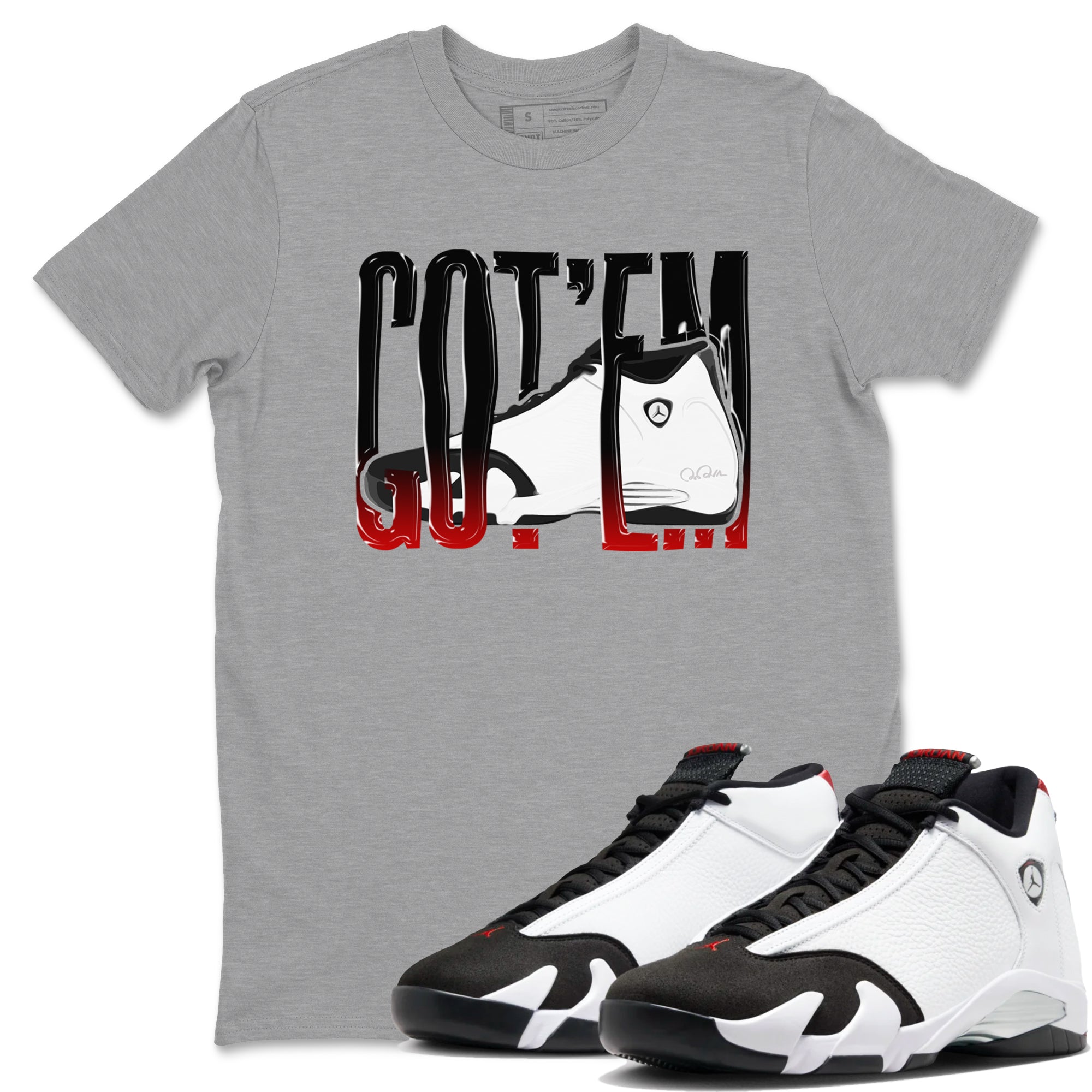 14s Black Toe shirts to match jordans Wiggling Gotem graphic tees Air Jordan 14 Black Toe t shirts to match sneakers SNRT Sneaker Tees unisex cotton Heather Grey 1 shirts