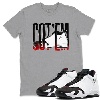 14s Black Toe shirts to match jordans Wiggling Gotem graphic tees Air Jordan 14 Black Toe t shirts to match sneakers SNRT Sneaker Tees unisex cotton Heather Grey 1 shirts