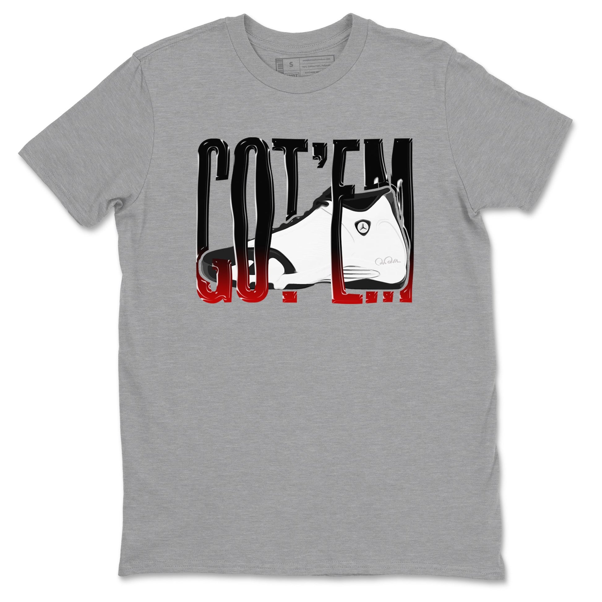 14s Black Toe shirts to match jordans Wiggling Gotem graphic tees Air Jordan 14 Black Toe t shirts to match sneakers SNRT Sneaker Tees unisex cotton Heather Grey 2 shirts