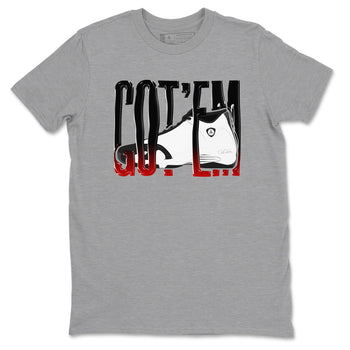 14s Black Toe shirts to match jordans Wiggling Gotem graphic tees Air Jordan 14 Black Toe t shirts to match sneakers SNRT Sneaker Tees unisex cotton Heather Grey 2 shirts