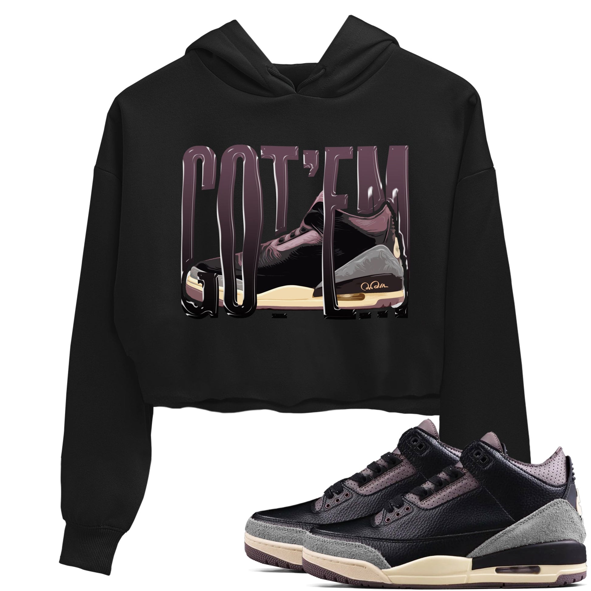 3s A Ma Maniere x Black shirts to match jordans Wiggling Gotem sneaker match tees A Ma Maniere x Air Jordan 3 _hile You Were Sleeping_neaker Release Tees unisex cotton Black 1 Crop Shirts