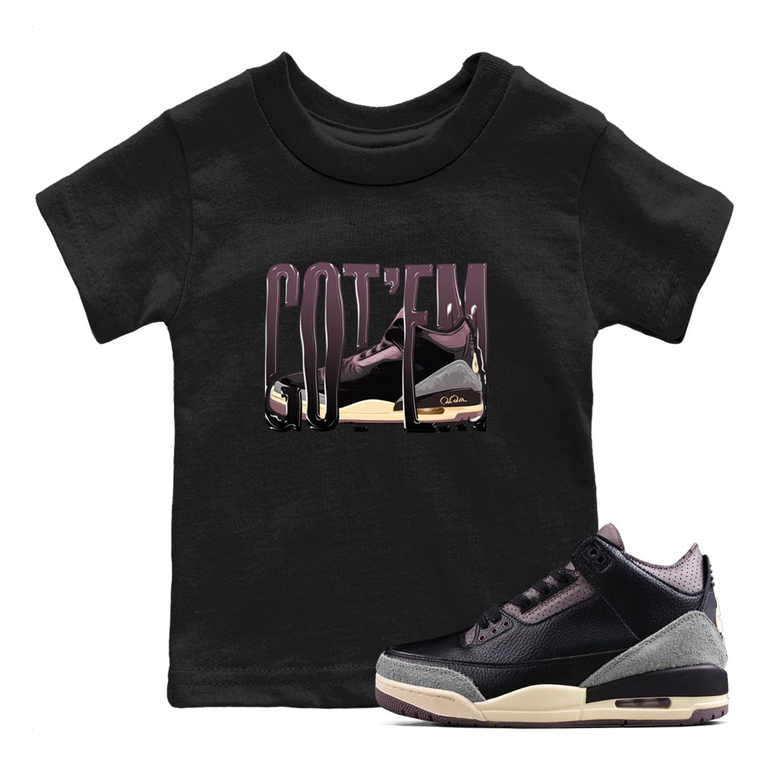 3s A Ma Maniere x Black shirts to match jordans Wiggling Gotem sneaker match tees A Ma Maniere x Air Jordan 3 _hile You Were Sleeping_neaker Release Tees Youth Baby Black 1 crew neck shirts