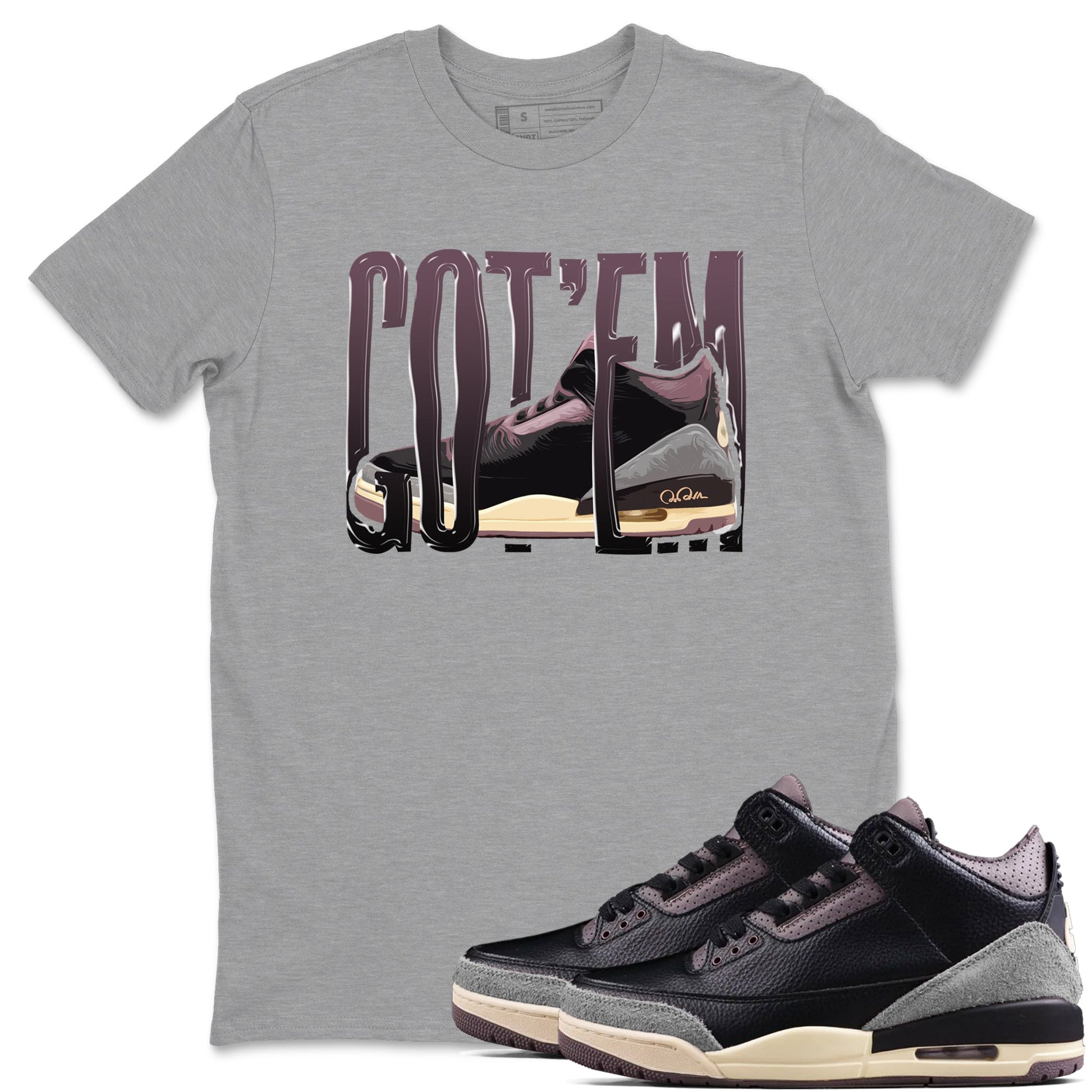 3s A Ma Maniere x Black shirts to match jordans Wiggling Gotem sneaker match tees A Ma Maniere x Air Jordan 3 _hile You Were Sleeping_neaker Release Tees unisex cotton Heather Grey 1 crew neck shirts