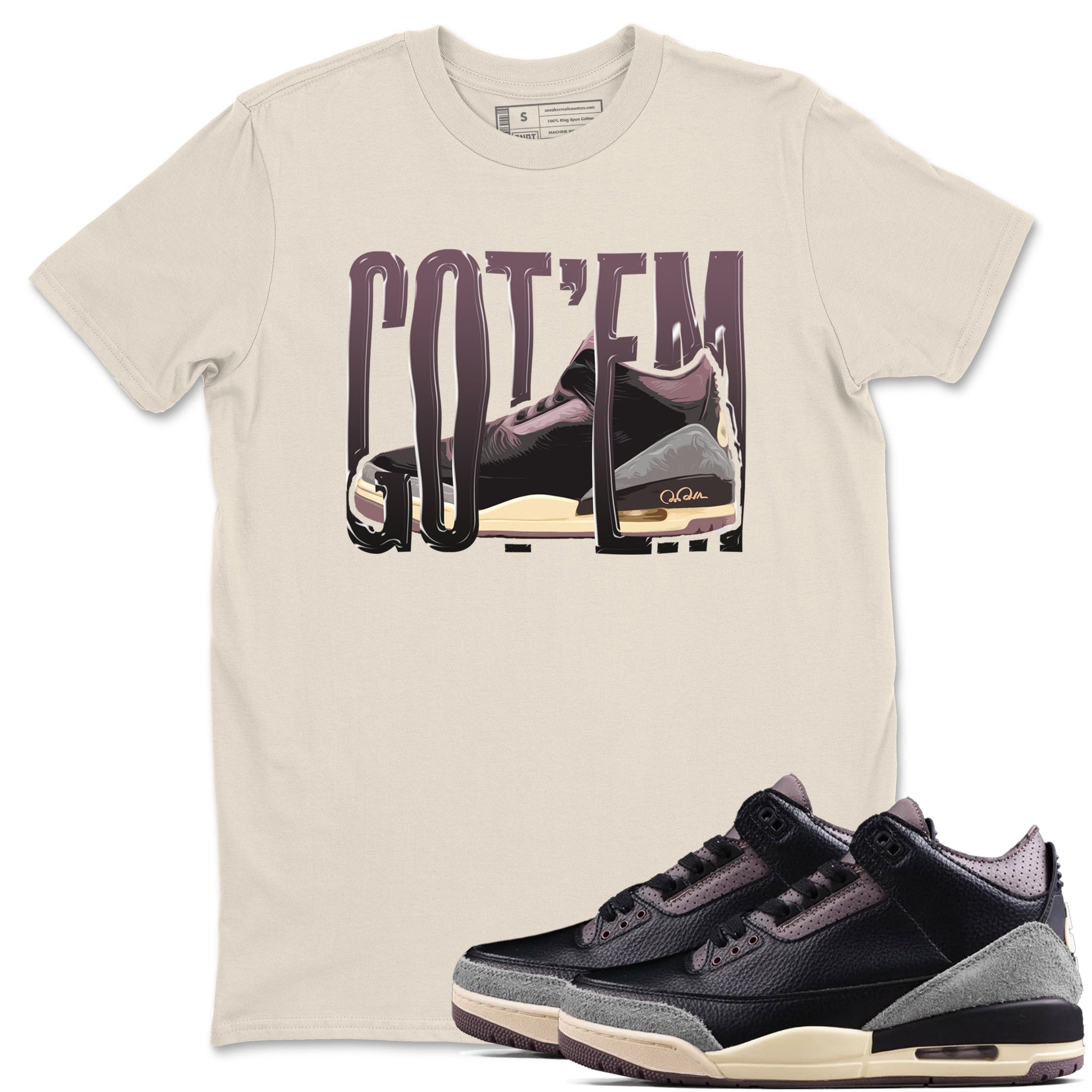 3s A Ma Maniere x Black shirts to match jordans Wiggling Gotem sneaker match tees A Ma Maniere x Air Jordan 3 _hile You Were Sleeping_neaker Release Tees unisex cotton Natural 1 crew neck shirts