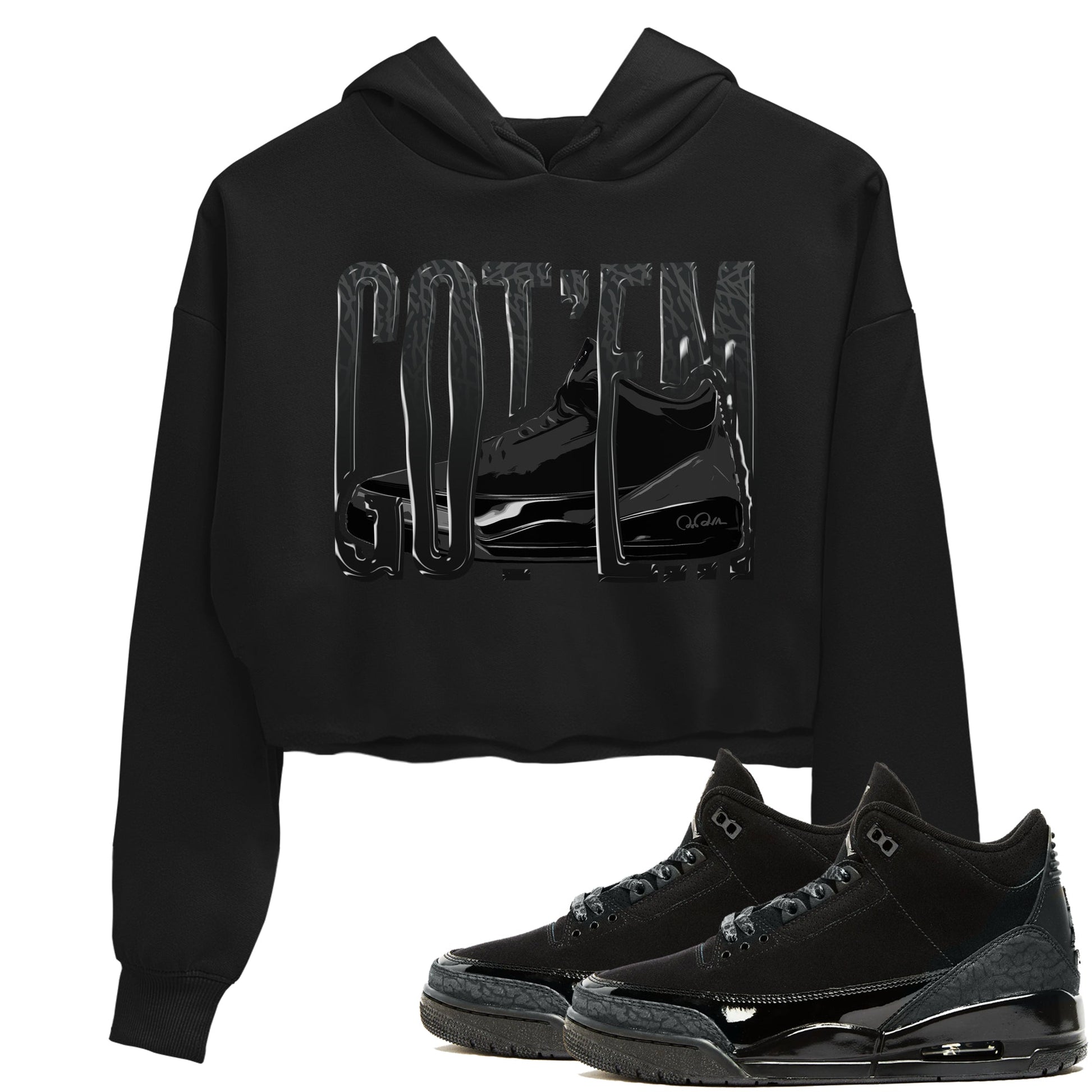Air Jordan 3 Black Cat shirts to match jordans Wiggling Gotem sneaker tees 3s Retro Black Cat best t-shirts to wear with jordans SNRT Sneaker Tees unisex cotton Black 1 crop tee