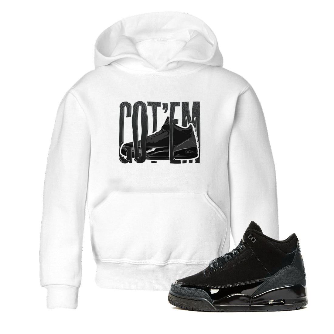Air Jordan 3 Black Cat shirts to match jordans Wiggling Gotem sneaker tees 3s Retro Black Cat best t-shirts to wear with jordans SNRT Sneaker Tees Youth Baby White 1 tee