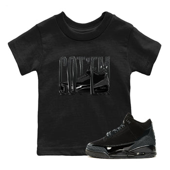 Air Jordan 3 Black Cat shirts to match jordans Wiggling Gotem sneaker tees 3s Retro Black Cat best t-shirts to wear with jordans SNRT Sneaker Tees Youth Baby Black 1 tee