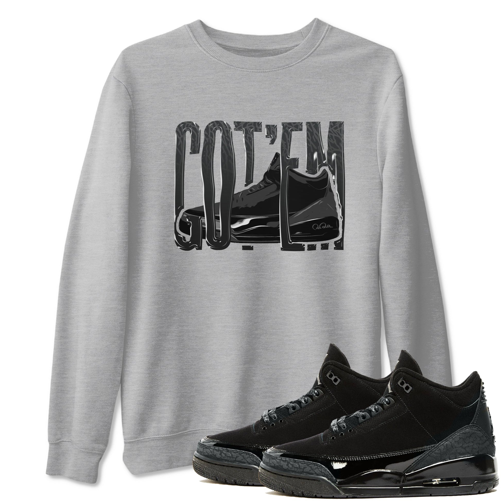 Air Jordan 3 Black Cat shirts to match jordans Wiggling Gotem sneaker tees 3s Retro Black Cat best t-shirts to wear with jordans SNRT Sneaker Tees unisex cotton Heather Grey 1 shirts