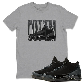 Air Jordan 3 Black Cat shirts to match jordans Wiggling Gotem sneaker tees 3s Retro Black Cat best t-shirts to wear with jordans SNRT Sneaker Tees unisex cotton Heather Grey 1 shirts