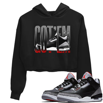 3s Black Cement shirts to match jordans Wiggling Gotem sneaker match tees Air Jordan 3 Black Cement match shoes to clothes SNRT Sneaker Tees unisex cotton Black 1 crop tee