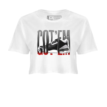 3s Black Cement shirts to match jordans Wiggling Gotem sneaker match tees Air Jordan 3 Black Cement match shoes to clothes SNRT Sneaker Tees unisex cotton White 2 crop tee