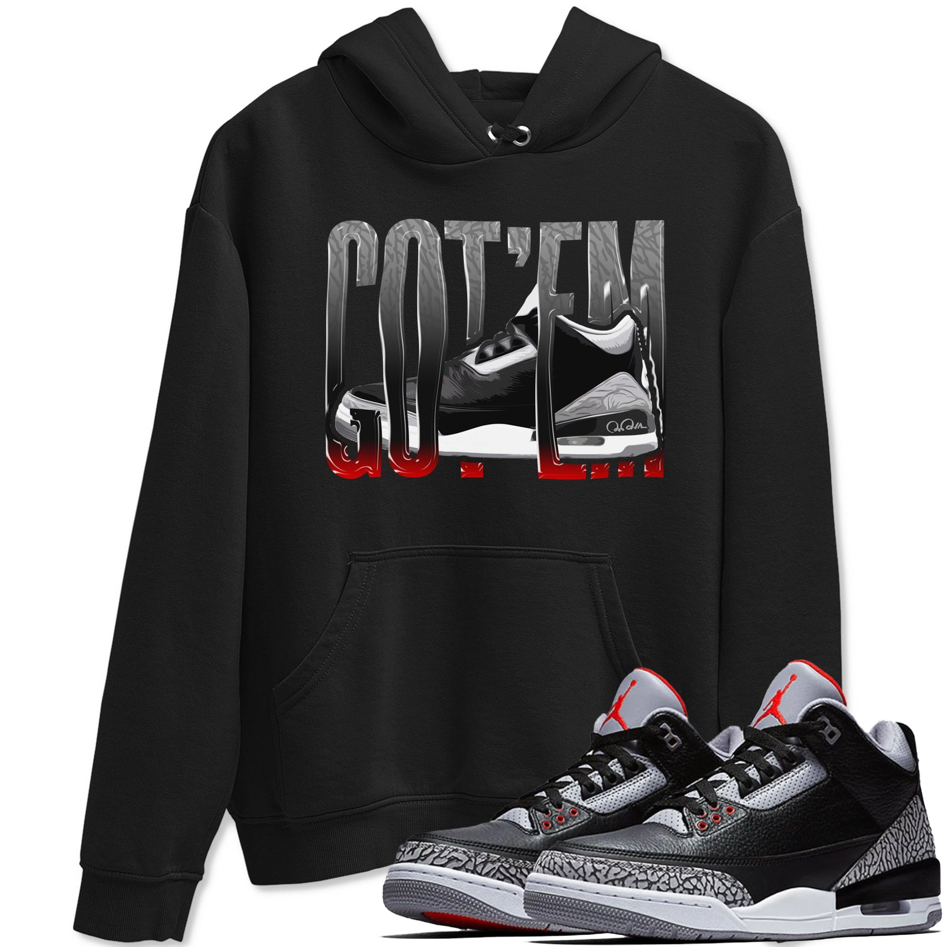 3s Black Cement shirts to match jordans Wiggling Gotem sneaker match tees Air Jordan 3 Black Cement match shoes to clothes SNRT Sneaker Tees unisex cotton Black 1 shirts