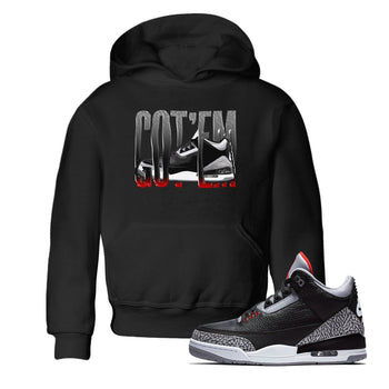 3s Black Cement shirts to match jordans Wiggling Gotem sneaker match tees Air Jordan 3 Black Cement match shoes to clothes SNRT Sneaker Tees Youth Baby Black 1 tee