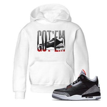 3s Black Cement shirts to match jordans Wiggling Gotem sneaker match tees Air Jordan 3 Black Cement match shoes to clothes SNRT Sneaker Tees Youth Baby White 1 tee