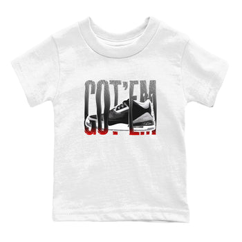 3s Black Cement shirts to match jordans Wiggling Gotem sneaker match tees Air Jordan 3 Black Cement match shoes to clothes SNRT Sneaker Tees Youth Baby White 1 tee