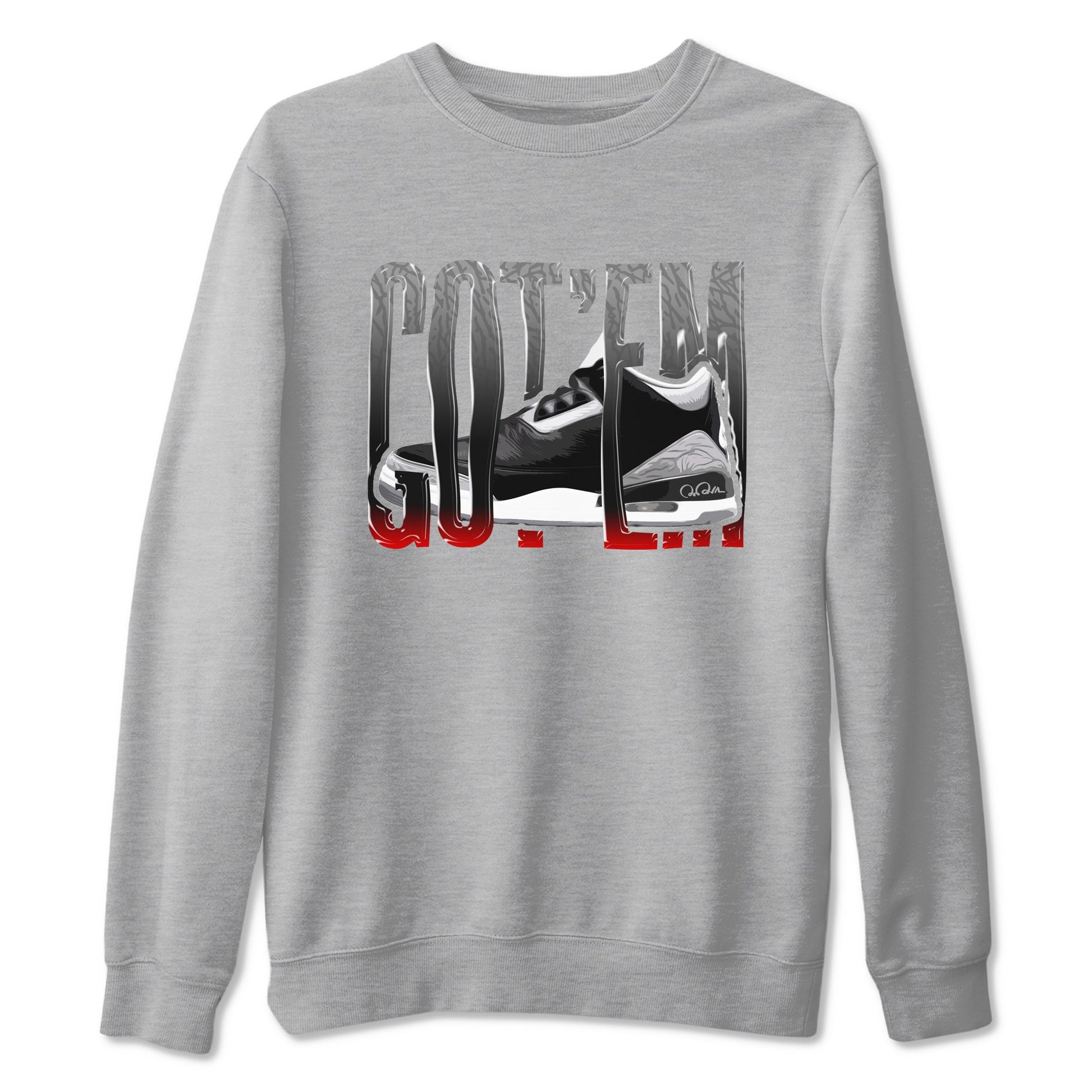 3s Black Cement shirts to match jordans Wiggling Gotem sneaker match tees Air Jordan 3 Black Cement match shoes to clothes SNRT Sneaker Tees unisex cotton Heather Grey 2 shirts