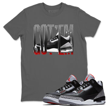 3s Black Cement shirts to match jordans Wiggling Gotem sneaker match tees Air Jordan 3 Black Cement match shoes to clothes SNRT Sneaker Tees unisex cotton Cool Grey 1 shirts