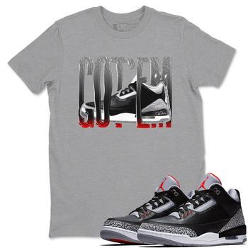 3s Black Cement shirts to match jordans Wiggling Gotem sneaker match tees Air Jordan 3 Black Cement match shoes to clothes SNRT Sneaker Tees unisex cotton Heather Grey 1 shirts