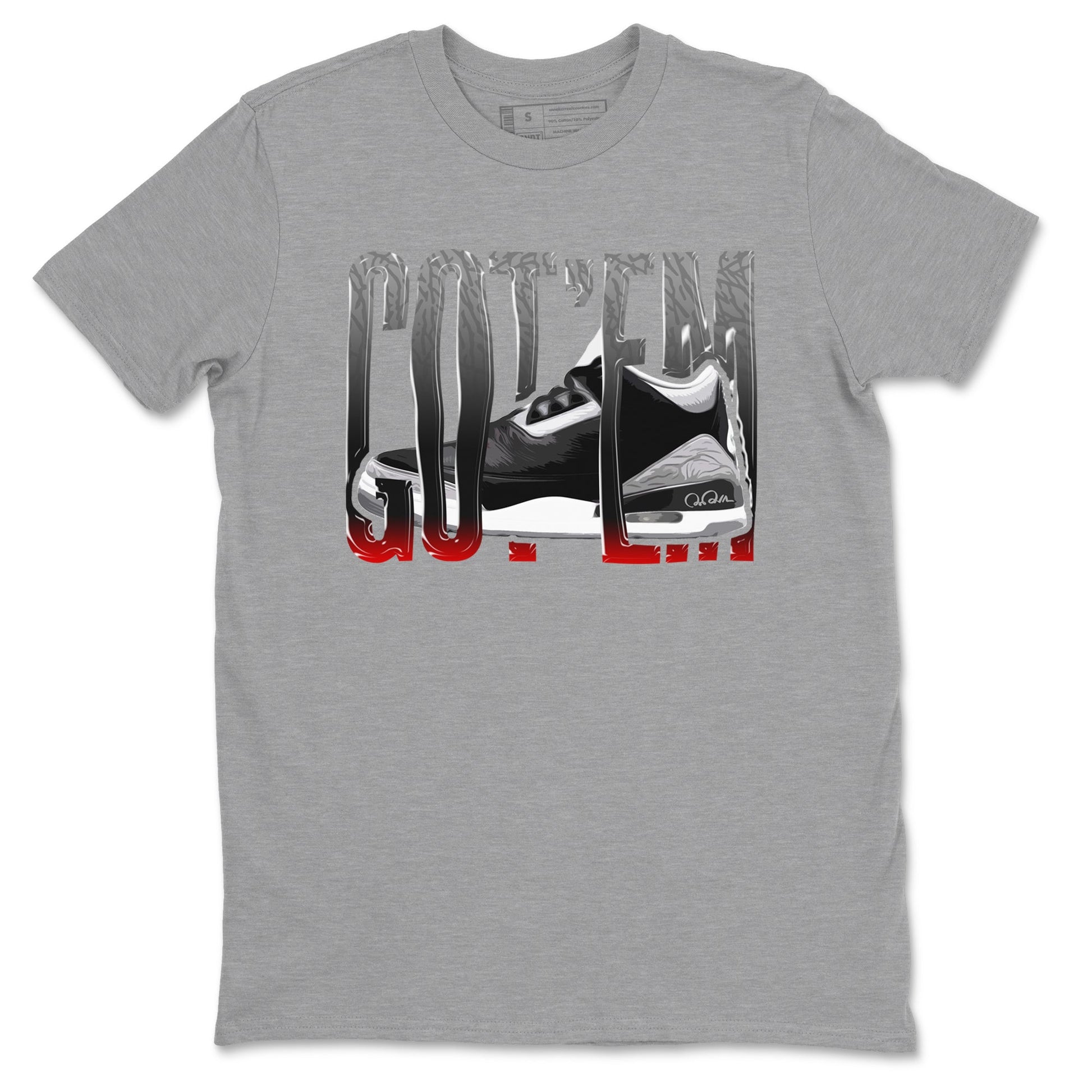 3s Black Cement shirts to match jordans Wiggling Gotem sneaker match tees Air Jordan 3 Black Cement match shoes to clothes SNRT Sneaker Tees unisex cotton Heather Grey 2 shirts