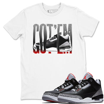 3s Black Cement shirts to match jordans Wiggling Gotem sneaker match tees Air Jordan 3 Black Cement match shoes to clothes SNRT Sneaker Tees unisex cotton White 1 shirts