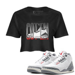 3s Cement Grey shirts to match jordans Wiggling Gotem sneaker match tees Air Jordan 3 Cement Grey SNRT Sneaker Release Tees unisex cotton Black 1 Crop Shirts