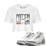 3s Cement Grey shirts to match jordans Wiggling Gotem sneaker match tees Air Jordan 3 Cement Grey SNRT Sneaker Release Tees unisex cotton White 1 Crop Shirts