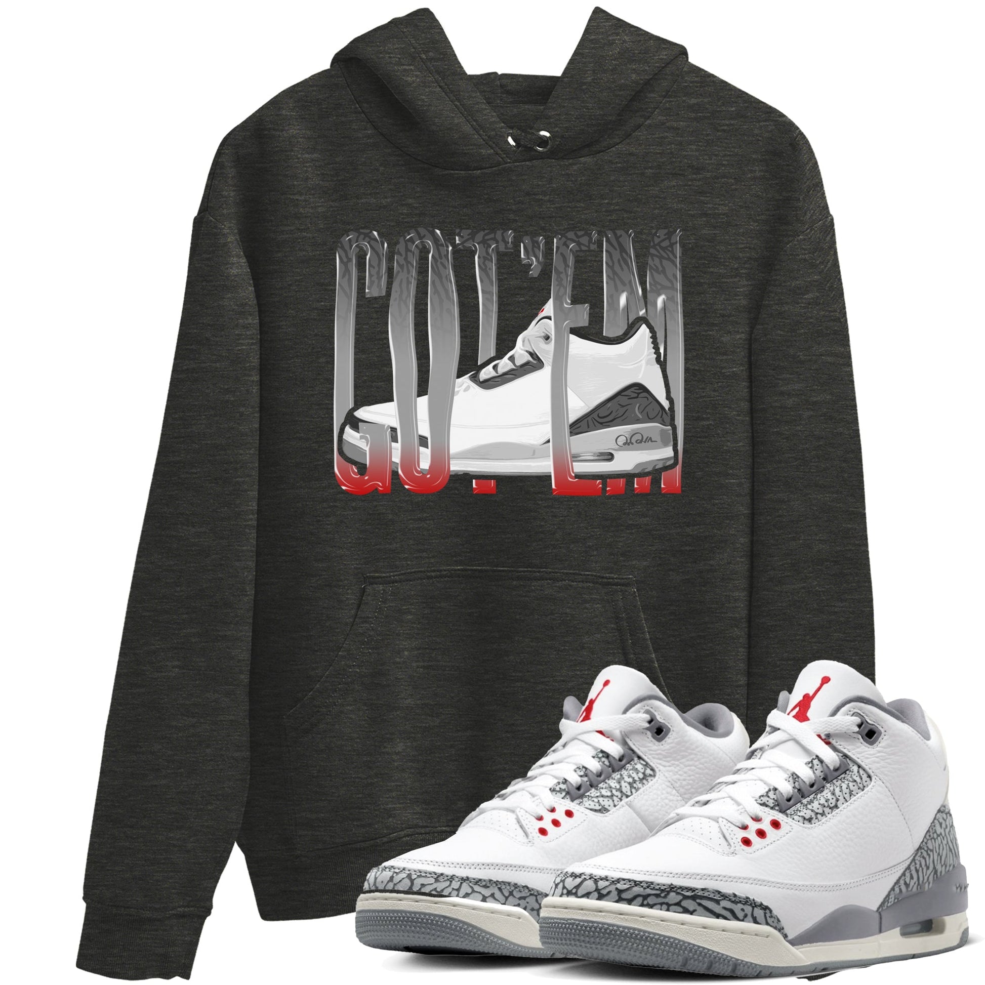 3s Cement Grey shirts to match jordans Wiggling Gotem sneaker match tees Air Jordan 3 Cement Grey SNRT Sneaker Release Tees unisex cotton Charcoal Heather 1 crew neck shirts