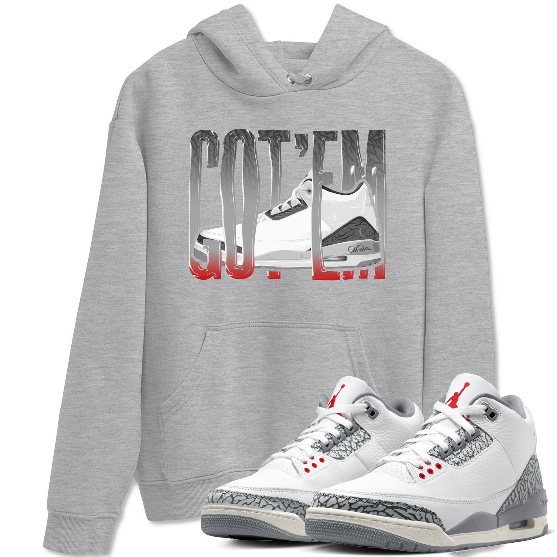 3s Cement Grey shirts to match jordans Wiggling Gotem sneaker match tees Air Jordan 3 Cement Grey SNRT Sneaker Release Tees unisex cotton Heather Grey 1 crew neck shirts