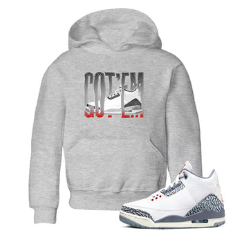 3s Cement Grey shirts to match jordans Wiggling Gotem sneaker match tees Air Jordan 3 Cement Grey SNRT Sneaker Release Tees Youth Baby Heather Grey 1 crew neck shirts
