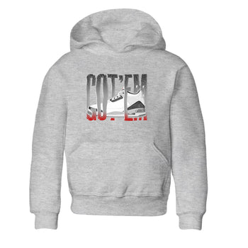 3s Cement Grey shirts to match jordans Wiggling Gotem sneaker match tees Air Jordan 3 Cement Grey SNRT Sneaker Release Tees Youth Baby Heather Grey 2 crew neck shirts