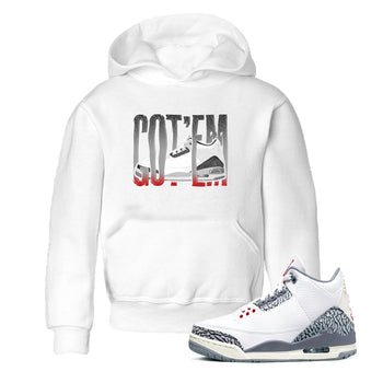 3s Cement Grey shirts to match jordans Wiggling Gotem sneaker match tees Air Jordan 3 Cement Grey SNRT Sneaker Release Tees Youth Baby White 1 crew neck shirts