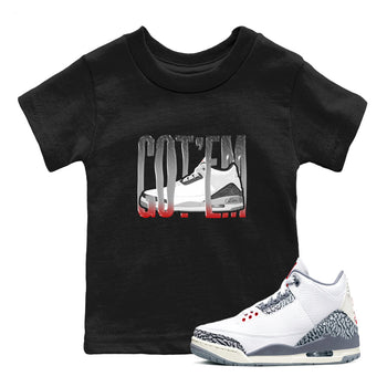 3s Cement Grey shirts to match jordans Wiggling Gotem sneaker match tees Air Jordan 3 Cement Grey SNRT Sneaker Release Tees Youth Baby Black 1 crew neck shirts