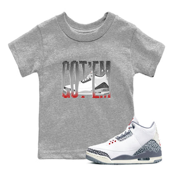 3s Cement Grey shirts to match jordans Wiggling Gotem sneaker match tees Air Jordan 3 Cement Grey SNRT Sneaker Release Tees Youth Baby Heather Grey 1 crew neck shirts