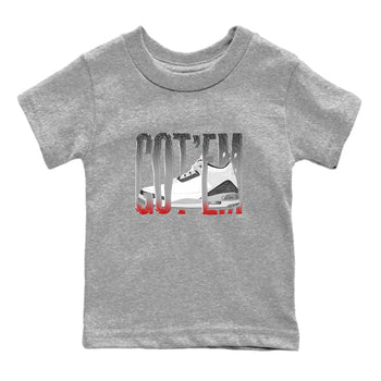 3s Cement Grey shirts to match jordans Wiggling Gotem sneaker match tees Air Jordan 3 Cement Grey SNRT Sneaker Release Tees Youth Baby Heather Grey 2 crew neck shirts