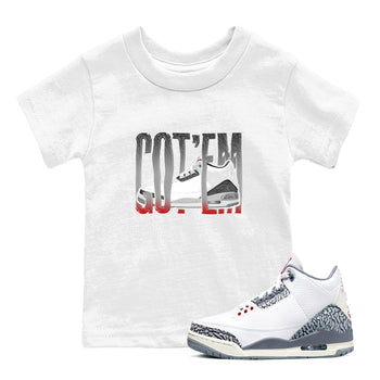3s Cement Grey shirts to match jordans Wiggling Gotem sneaker match tees Air Jordan 3 Cement Grey SNRT Sneaker Release Tees Youth Baby White 1 crew neck shirts