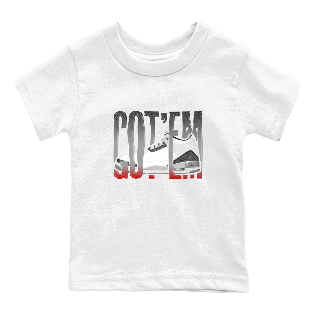 3s Cement Grey shirts to match jordans Wiggling Gotem sneaker match tees Air Jordan 3 Cement Grey SNRT Sneaker Release Tees Youth Baby White 2 crew neck shirts