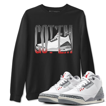 3s Cement Grey shirts to match jordans Wiggling Gotem sneaker match tees Air Jordan 3 Cement Grey SNRT Sneaker Release Tees unisex cotton Black 1 crew neck shirts
