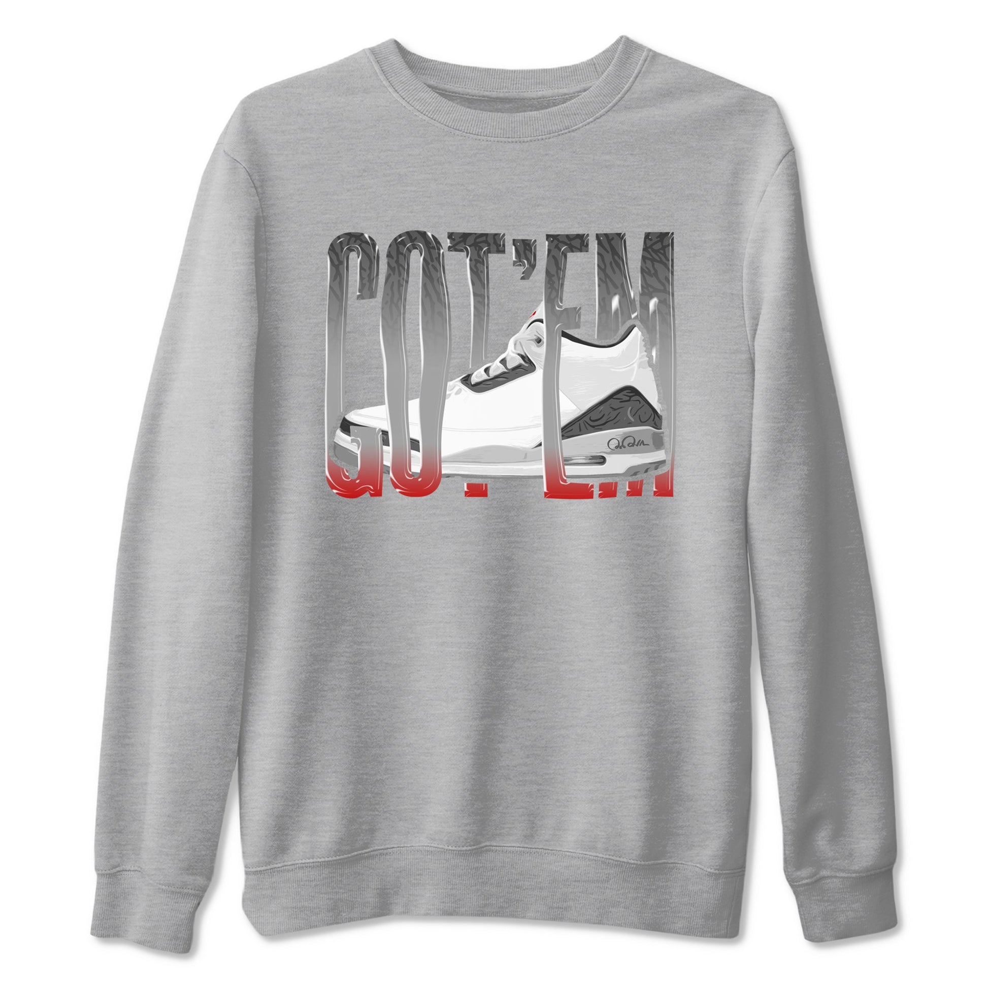 3s Cement Grey shirts to match jordans Wiggling Gotem sneaker match tees Air Jordan 3 Cement Grey SNRT Sneaker Release Tees unisex cotton Heather Grey 2 crew neck shirts
