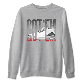 3s Cement Grey shirts to match jordans Wiggling Gotem sneaker match tees Air Jordan 3 Cement Grey SNRT Sneaker Release Tees unisex cotton Heather Grey 2 crew neck shirts