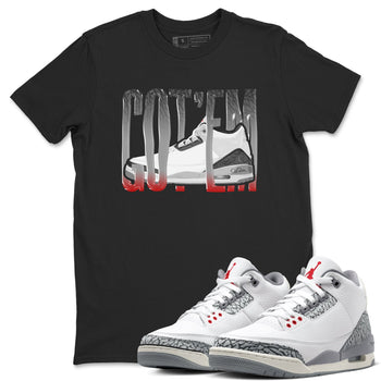3s Cement Grey shirts to match jordans Wiggling Gotem sneaker match tees Air Jordan 3 Cement Grey SNRT Sneaker Release Tees unisex cotton Black 1 crew neck shirts
