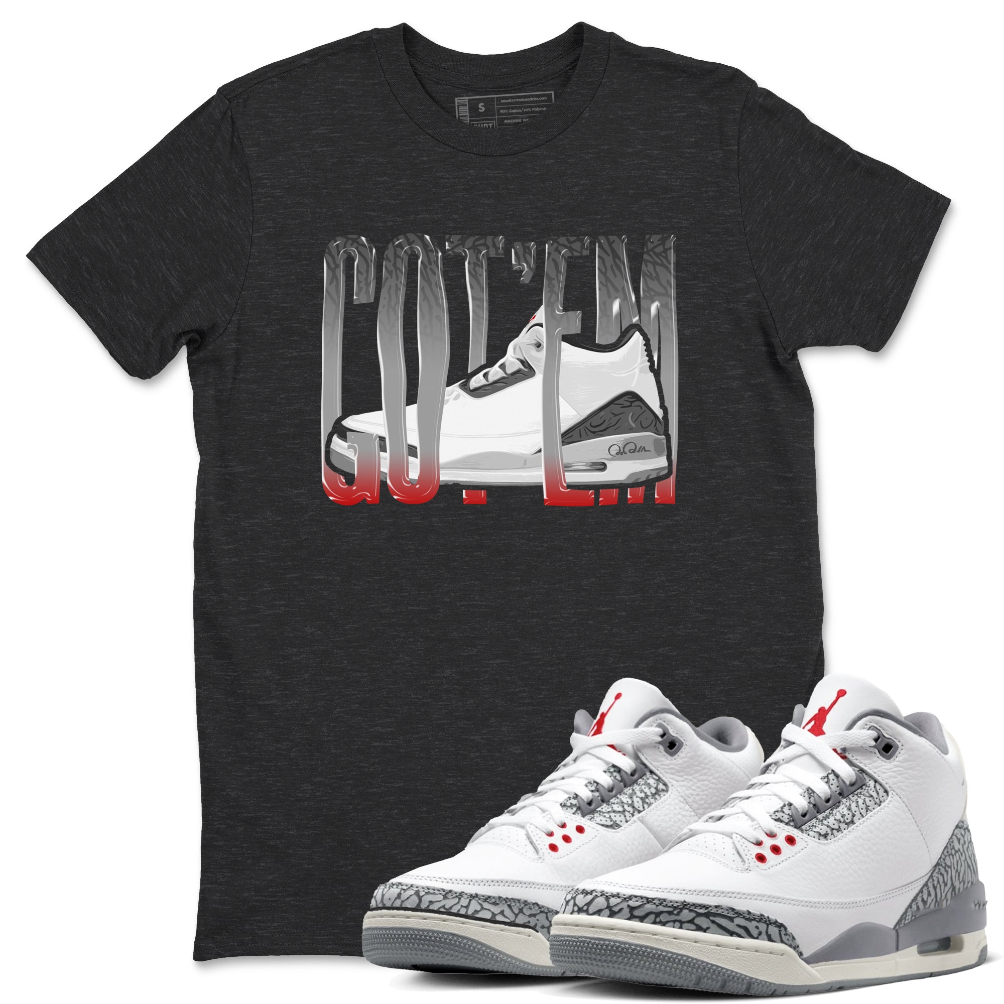 3s Cement Grey shirts to match jordans Wiggling Gotem sneaker match tees Air Jordan 3 Cement Grey SNRT Sneaker Release Tees unisex cotton Charcoal Heather 1 crew neck shirts