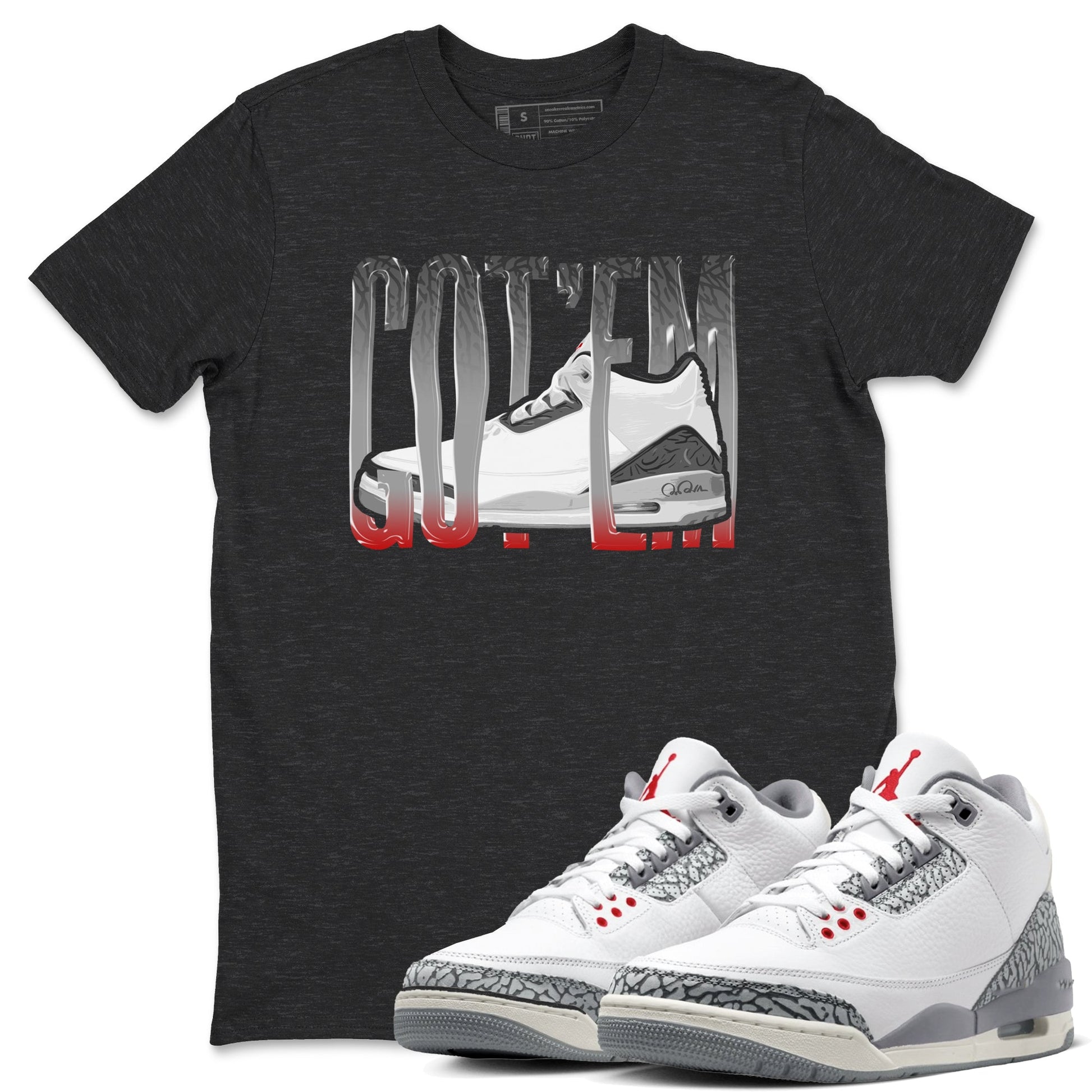 3s Cement Grey shirts to match jordans Wiggling Gotem sneaker match tees Air Jordan 3 Cement Grey SNRT Sneaker Release Tees unisex cotton Charcoal Heather 1 crew neck shirts
