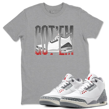 3s Cement Grey shirts to match jordans Wiggling Gotem sneaker match tees Air Jordan 3 Cement Grey SNRT Sneaker Release Tees unisex cotton Heather Grey 1 crew neck shirts