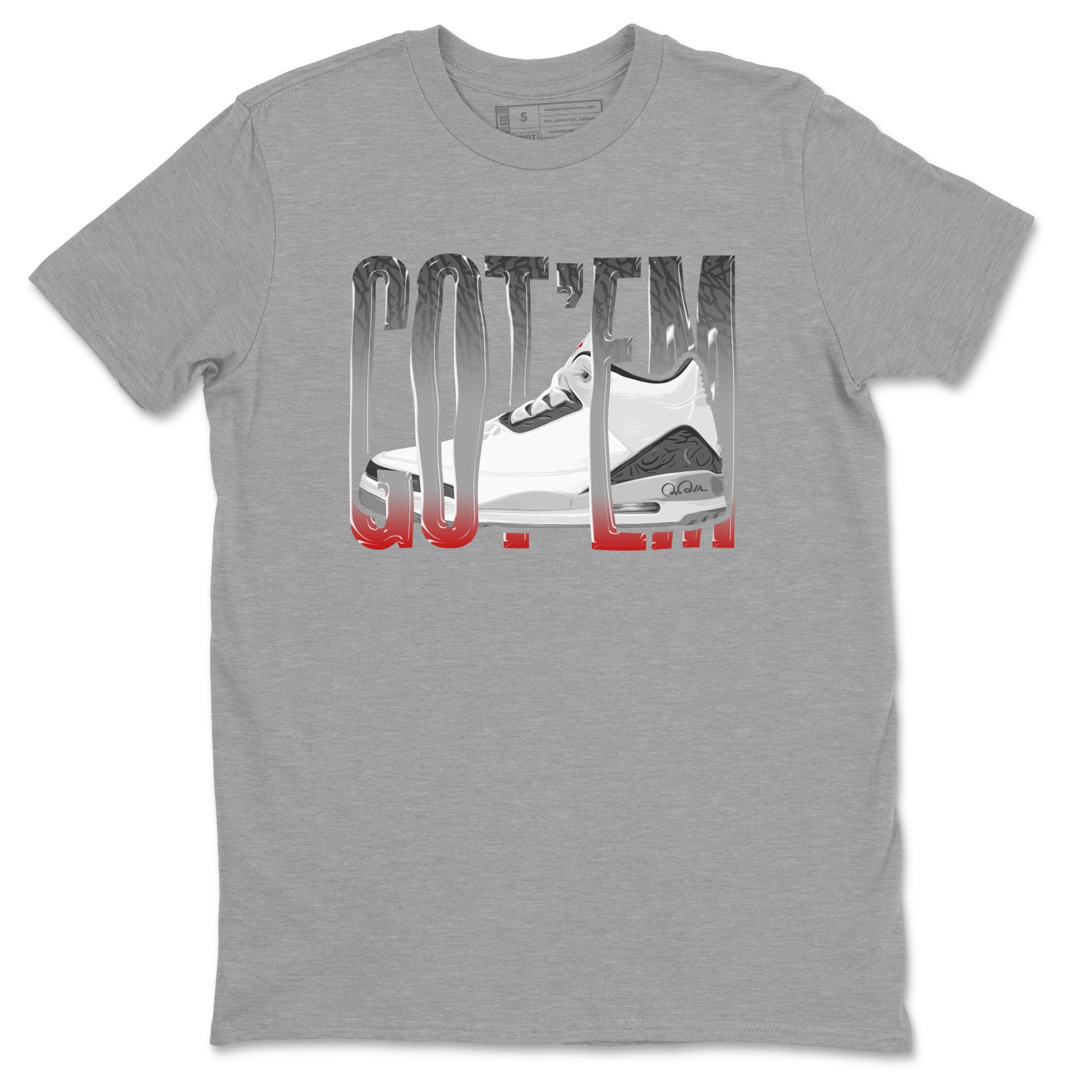 3s Cement Grey shirts to match jordans Wiggling Gotem sneaker match tees Air Jordan 3 Cement Grey SNRT Sneaker Release Tees unisex cotton Heather Grey 2 crew neck shirts